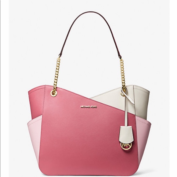 MICHAEL KORS Jet Set Large X Chain Color-Block Saffiano Leather Shoulder… - Picture 3 of 16